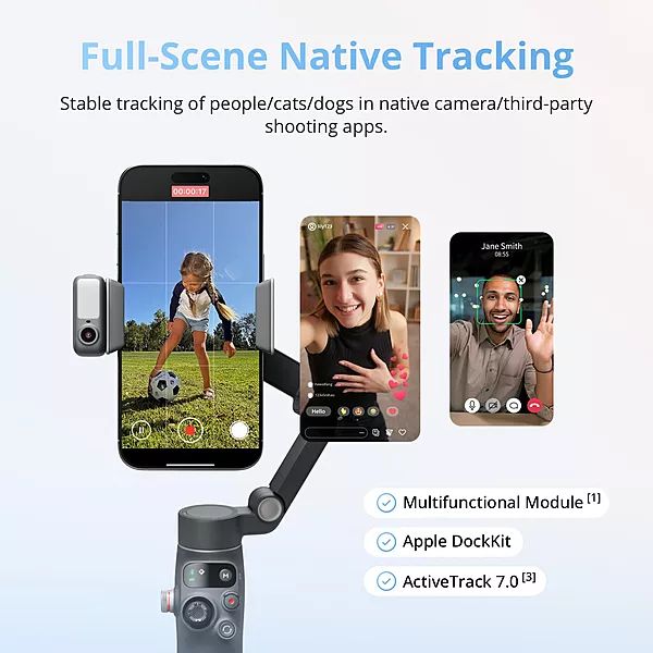DJI Osmo Mobile 8 Gimbal Stabilizer for Phone, Native Tracking with Audio & Lighting
